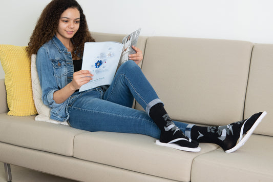 1 Pair - V-Toe Flip Flop Tabi Socks - Ninja Black Socks