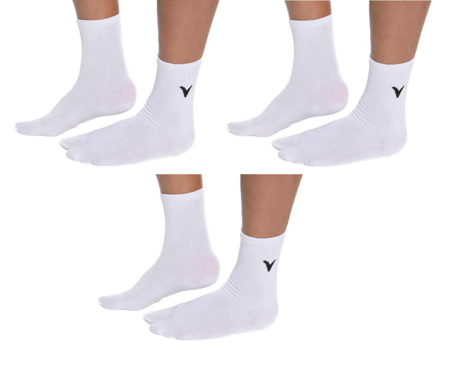 3 Pairs - Split-Toe Tabi Socks Black, White, Khaki and Grey Options Solid Casual Crew
