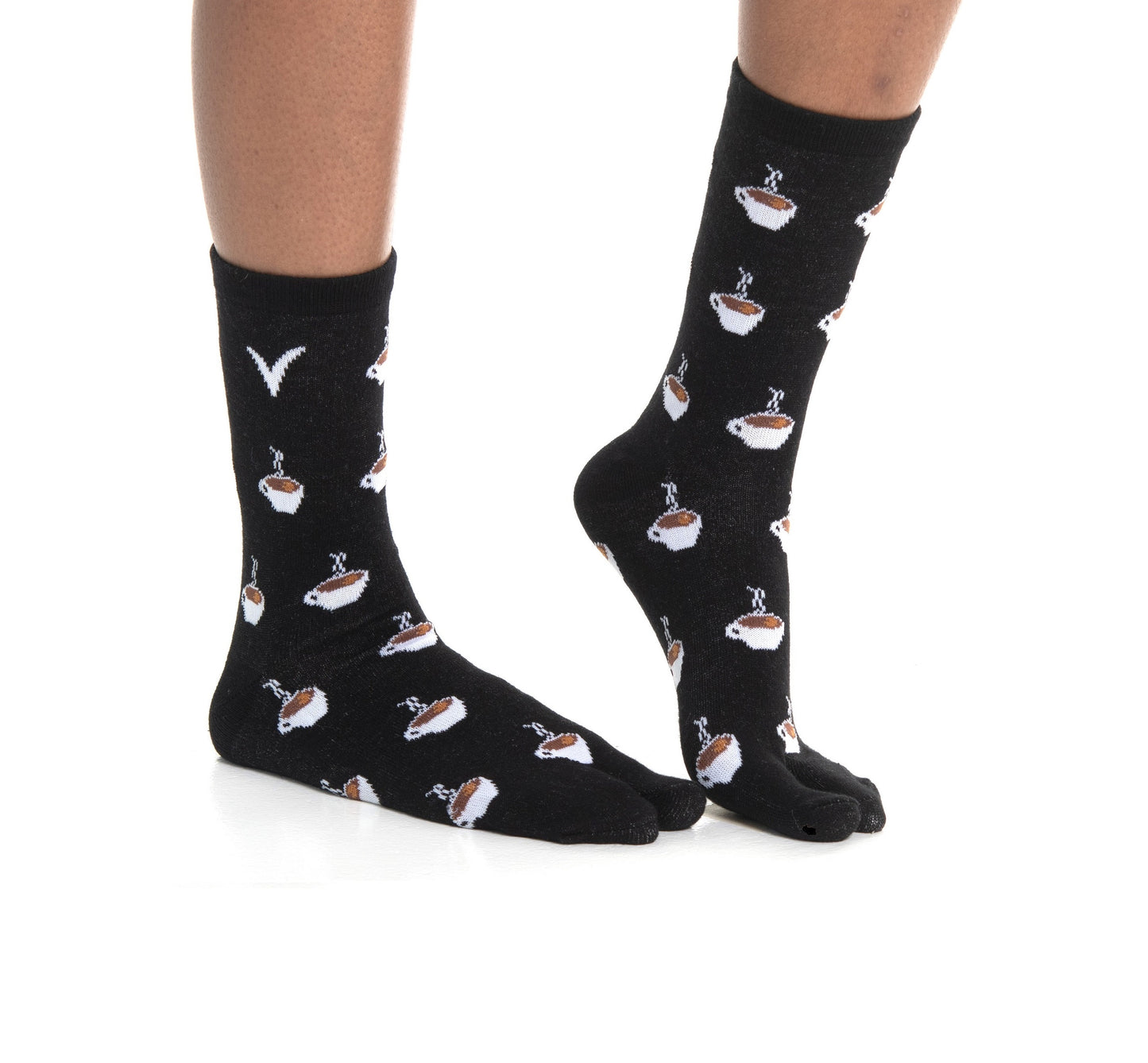 Split Toe Socks for men or women coffee cups cotton blend
