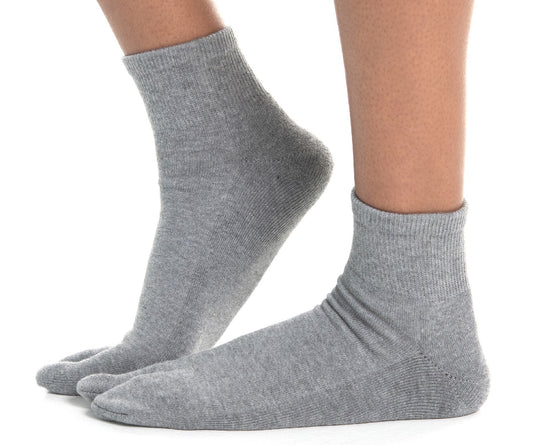 Mini-Crew - V-Toe Thicker Flip-Flop Tabi Socks Athletic or Casual Grey Cotton Blend Comfortable Stylish