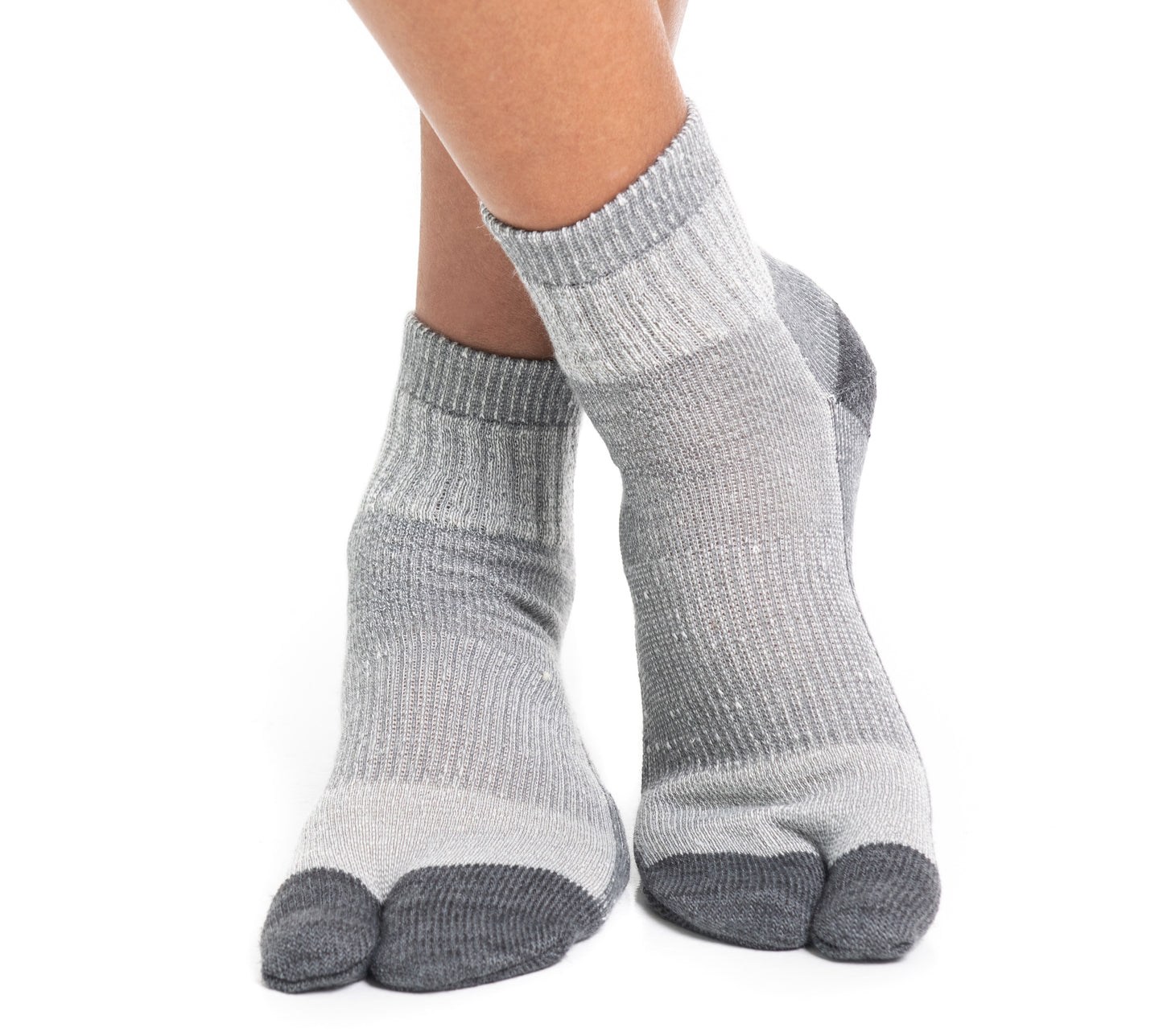 3 Pairs Wool Light Grey For Hiking Or Casual Flip-Flop VToe Tabi Socks