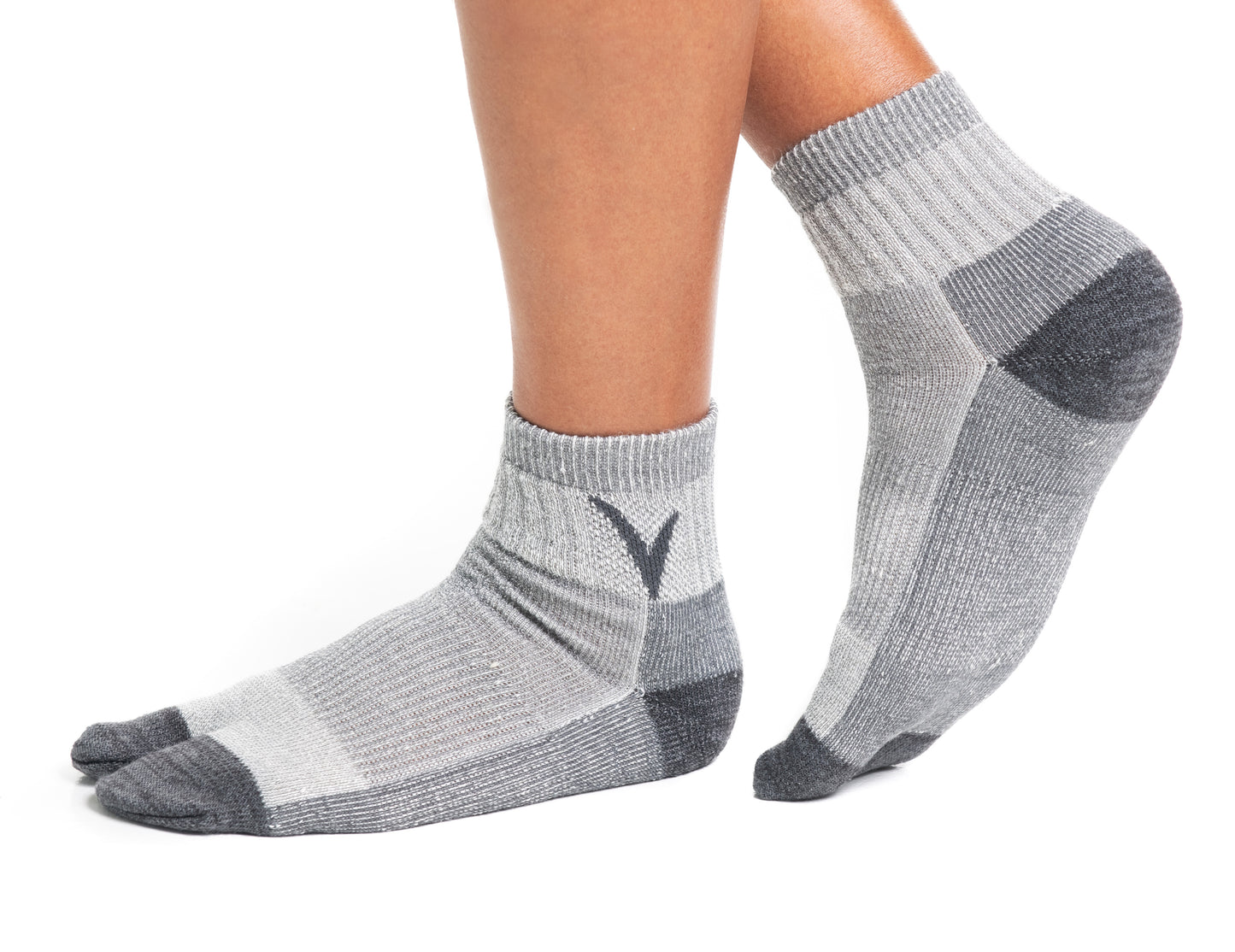 3 Pairs Wool Light Grey For Hiking Or Casual Flip-Flop VToe Tabi Socks
