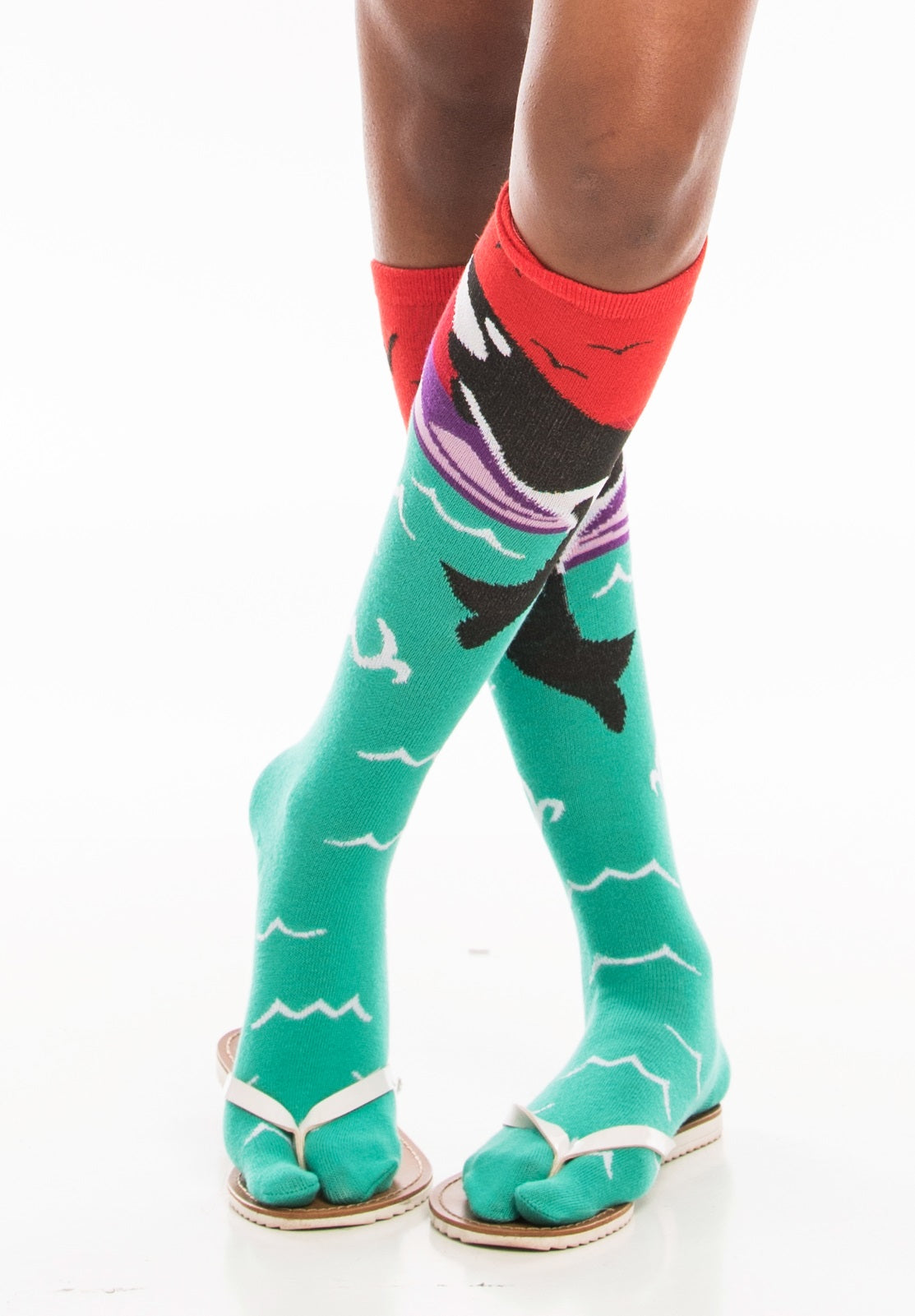 1 Pair - V-Toe Flip-Flop Tabi Socks - Fun Orca Style