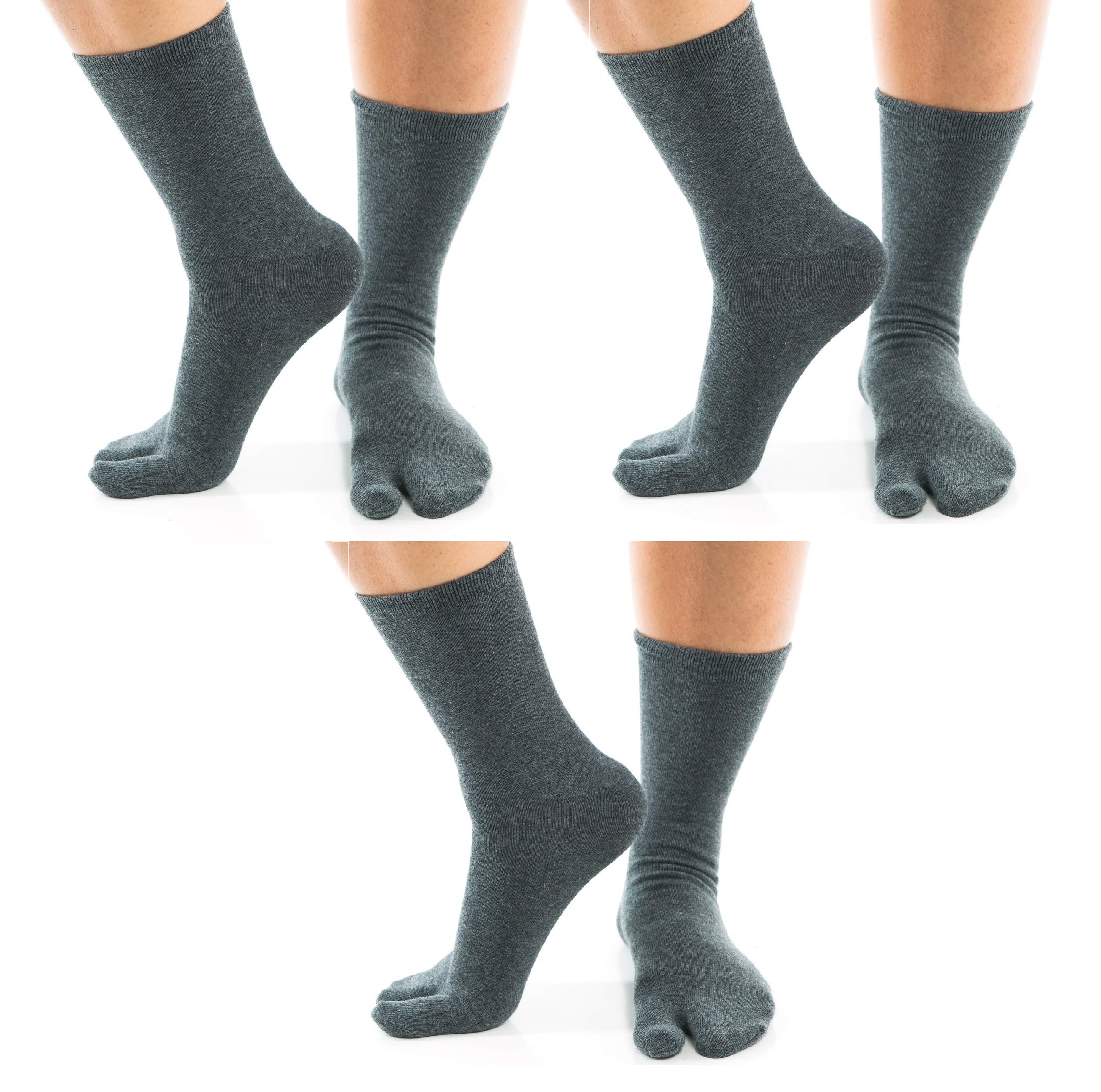 3 Pairs - Split-Toe Tabi Socks Black, White, Khaki and Grey Options So ...