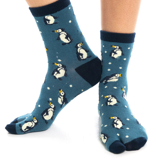 1 Pair - V-Toe Flip Flop Tabi Socks - Penguins Pattern
