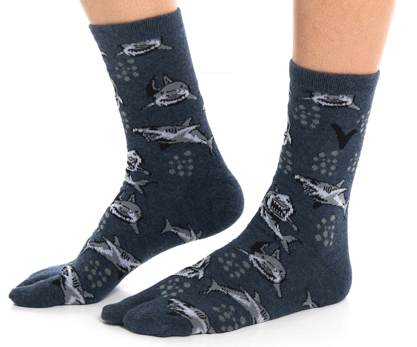 1 Pair - V-Toe Flip Flop Tabi Socks - Grey Sharks
