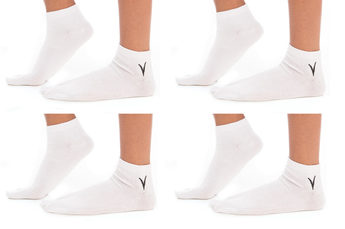 4 Pairs White Ankle Casual V-Toe Flip-Flop Tabi Big Toe Socks