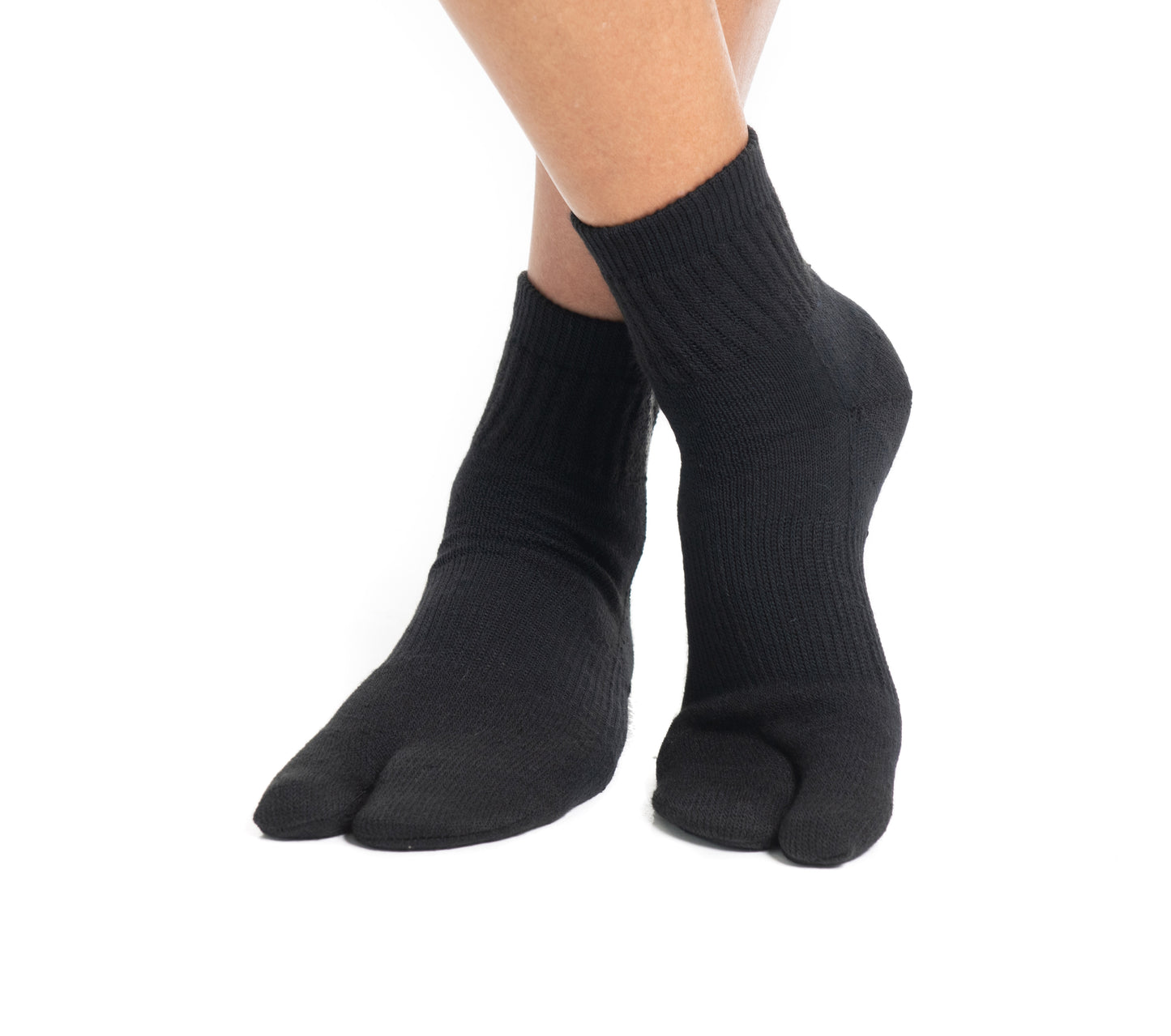 3 Pairs Black Wool Casual or Hiking V-Toe Flip-Flop Tabi Big Toe Socks