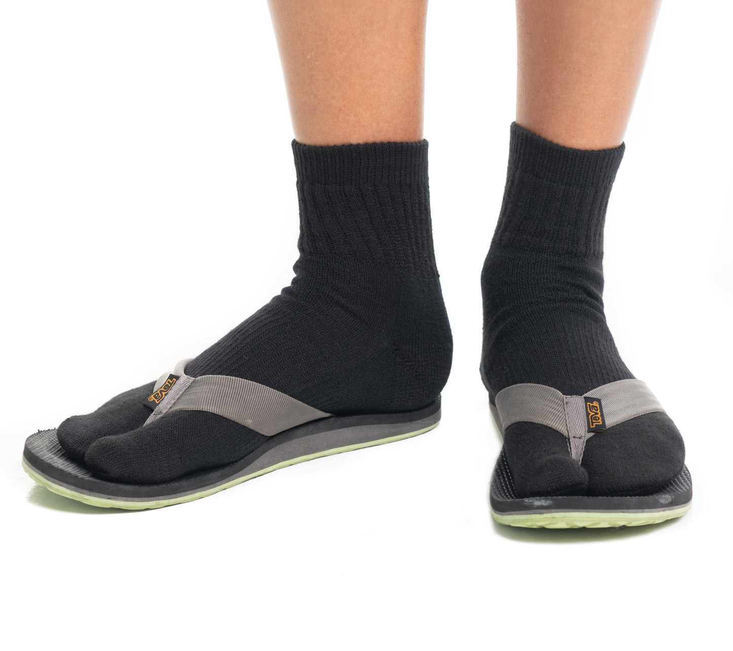 3 Pairs Black Wool Casual or Hiking V-Toe Flip-Flop Tabi Big Toe Socks