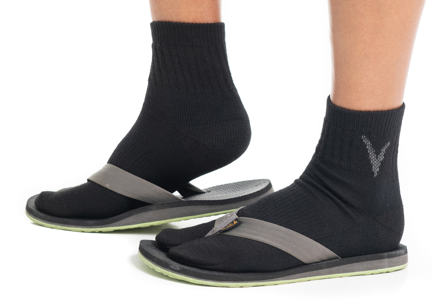 Black Wool Casual V-Toe Flip-Flop Tabi Big Toe Socks