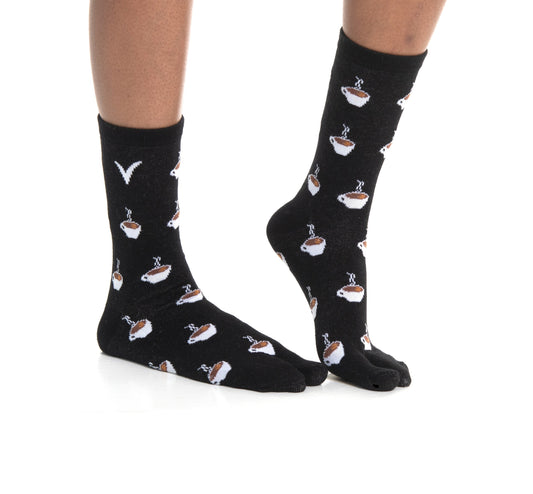 Split Toe Socks for men or women coffee cups cotton blend