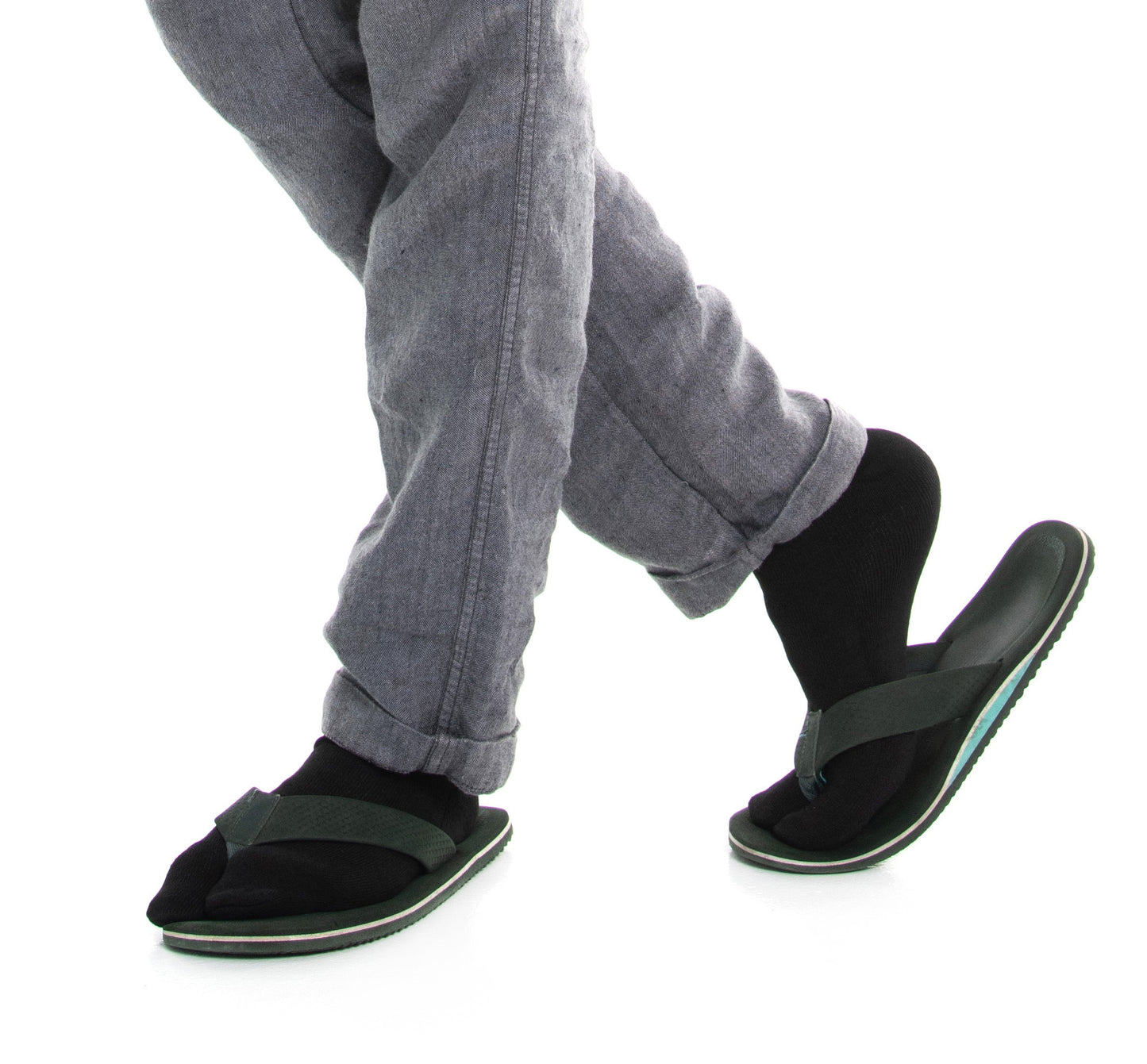 Mini-Crew - V-Toe Thicker Flip-Flop Tabi Socks Athletic or Casual Black Cotton Blend Comfortable Stylish