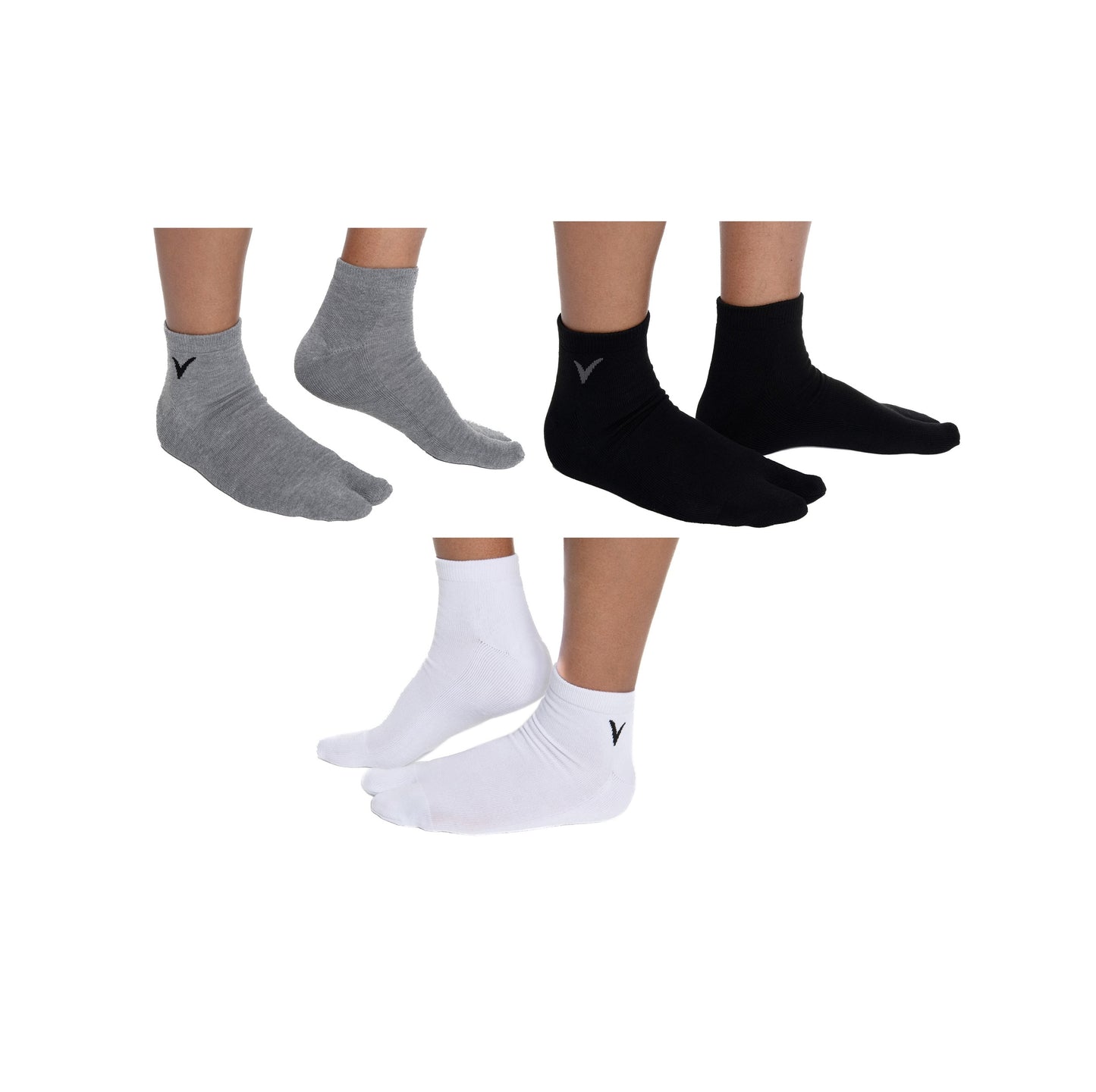 3 Pairs V-Toe Flip-Flop Thicker Split Toe Ankle Durable Cushioned Breathable Tabi Socks