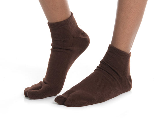 Thicker V-Toe Athletic or Casual Brown Flip-Flop Tabi Socks Cotton Blend Comfortable Stylish - Ankle Socks