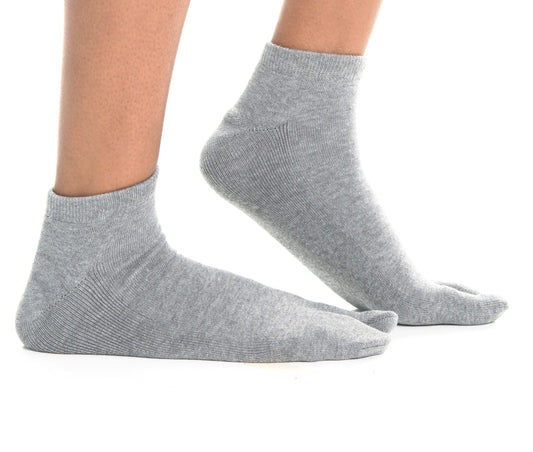 Thicker V-Toe Athletic or Casual Grey Flip-Flop Tabi Socks Cotton Blend Comfortable Stylish - Ankle Socks