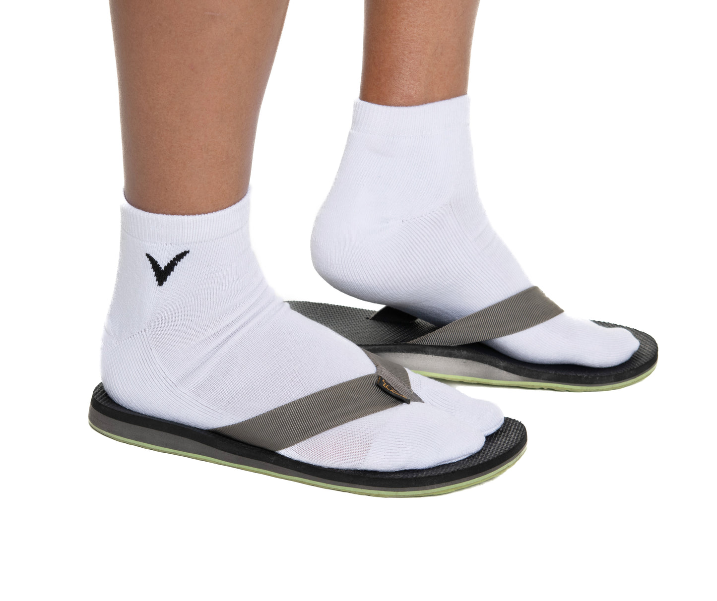 Thicker V-Toe Athletic or Casual White Flip-Flop Tabi Socks Cotton Blend Comfortable Stylish - Ankle Socks