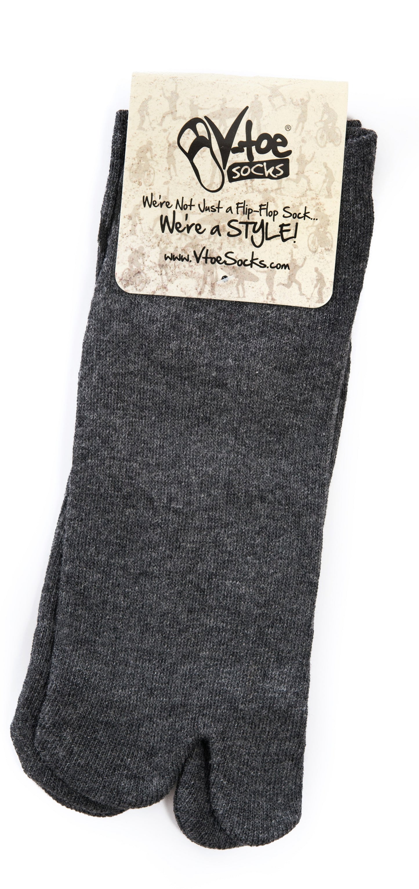 Gunmetal Grey Ankle Casual V-Toe Flip-Flop Tabi Big Toe Socks
