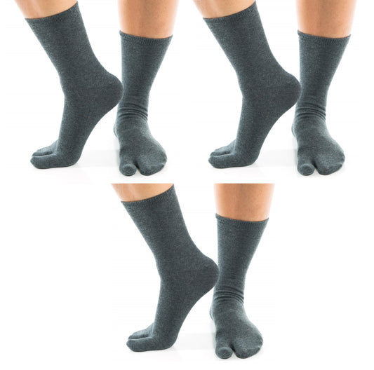 3 Pairs Casual - V-Toe Flip Flop Tabi Socks Gunmetal Grey Solid