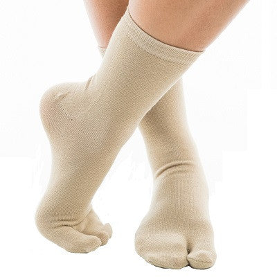 1 Pair - V-Toe Flip Flop Tabi Socks - Khaki Solid Casual