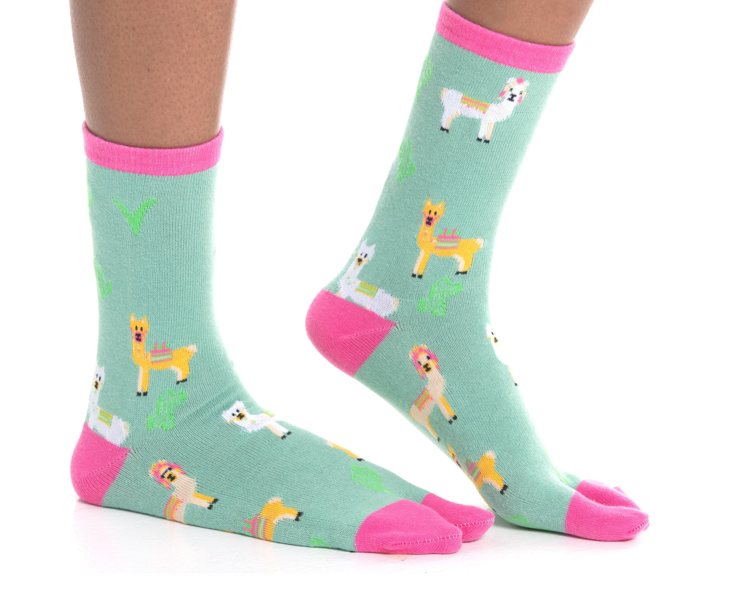 1 Pair - V-Toe Flip Flop Tabi Socks - Green Llamas