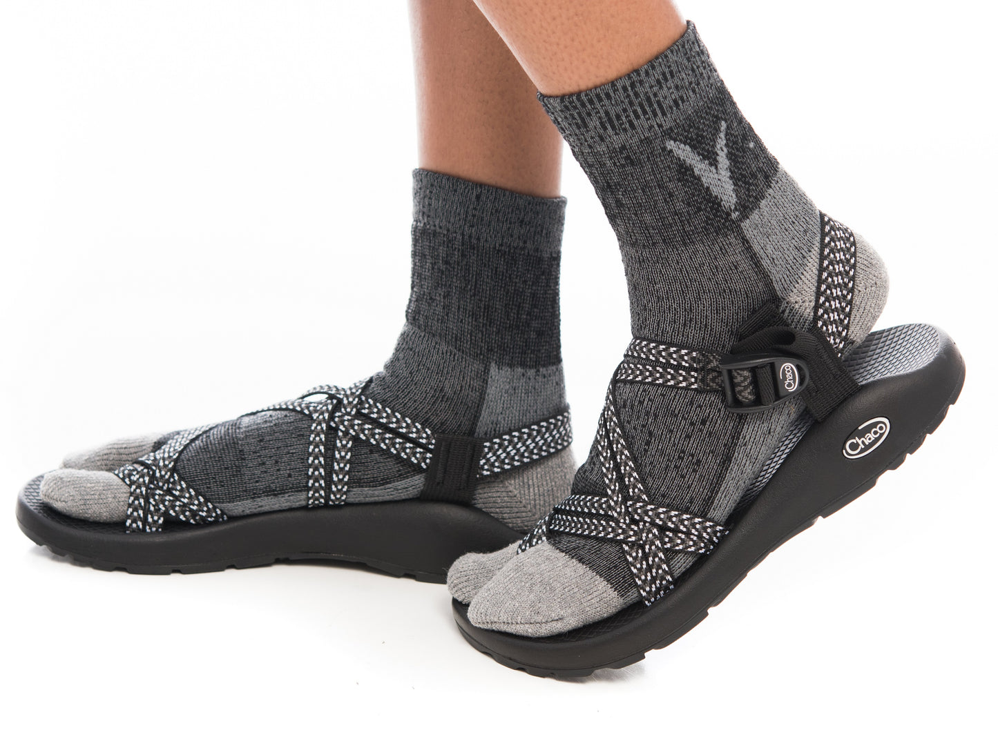 3 Pairs Charcoal Grey Wool Split Toe Tabi Socks For Hiking Or Casual