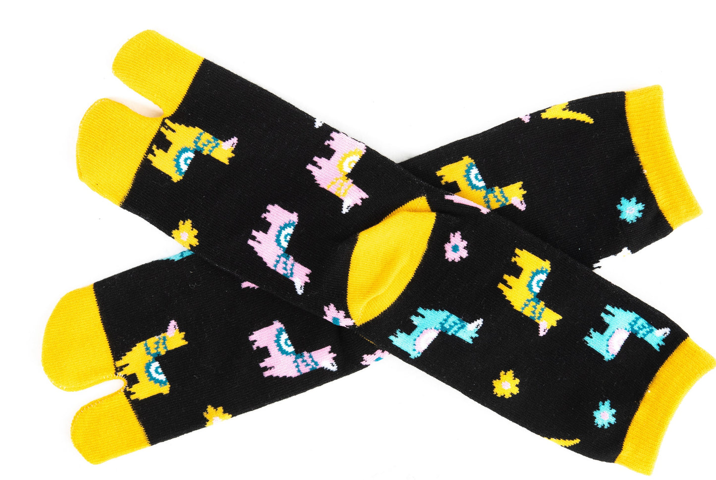 1 Pair - V-Toe Flip Flop Tabi Socks - Black Llamas