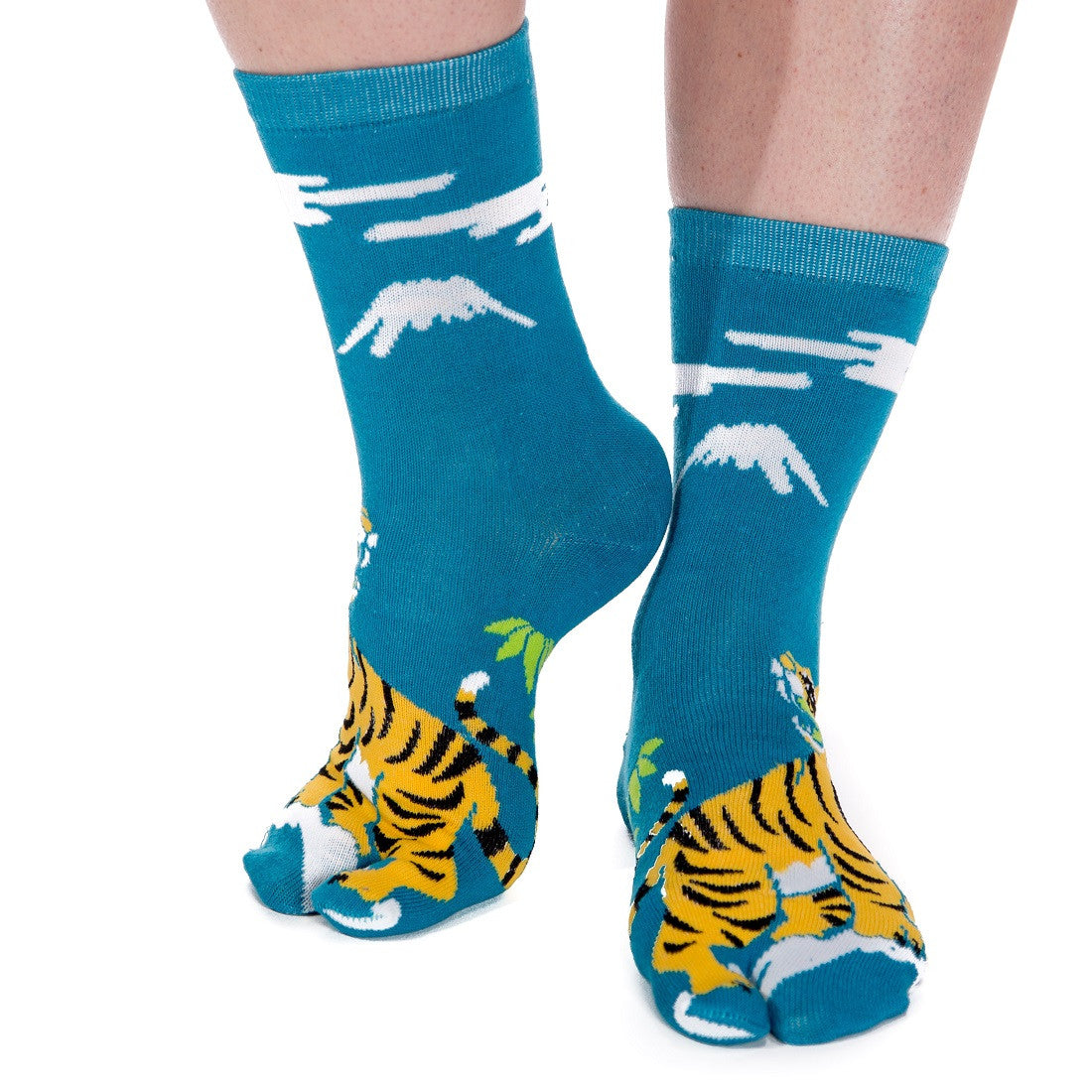 1 Pair - V-Toe Flip Flop Tabi Socks - Tiger Pattern