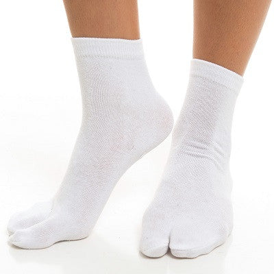 1 Pair - V-Toe Flip Flop Tabi Socks - White Solid Casual